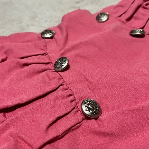 Pink Double-Button Ruched Mini Skirt - Picture 2 of 5